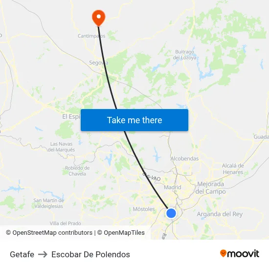 Getafe to Escobar De Polendos map
