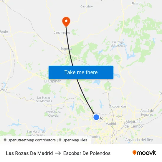 Las Rozas De Madrid to Escobar De Polendos map