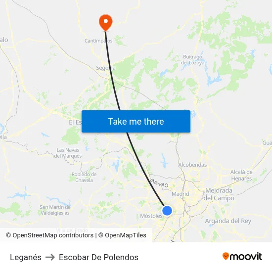 Leganés to Escobar De Polendos map