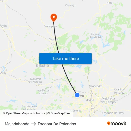 Majadahonda to Escobar De Polendos map