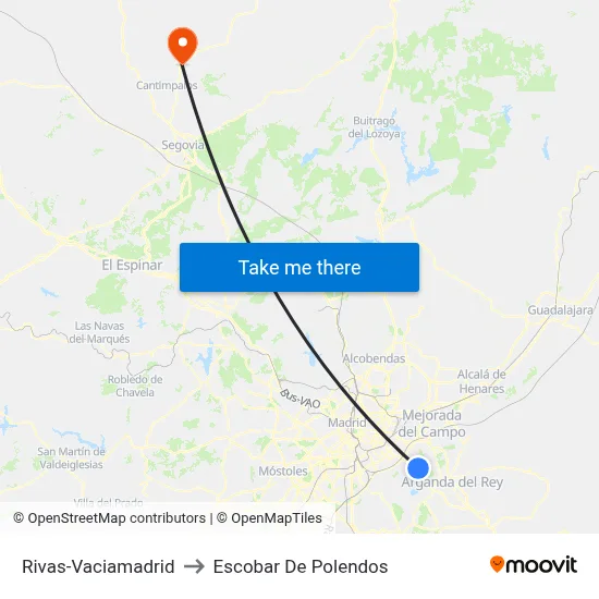 Rivas-Vaciamadrid to Escobar De Polendos map