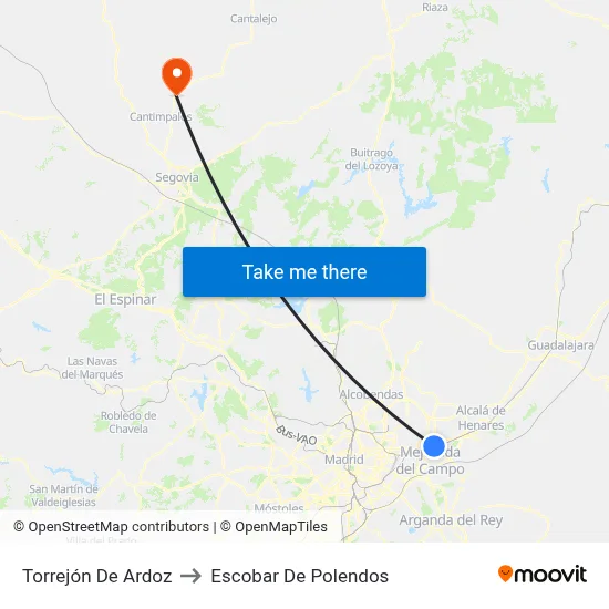 Torrejón De Ardoz to Escobar De Polendos map