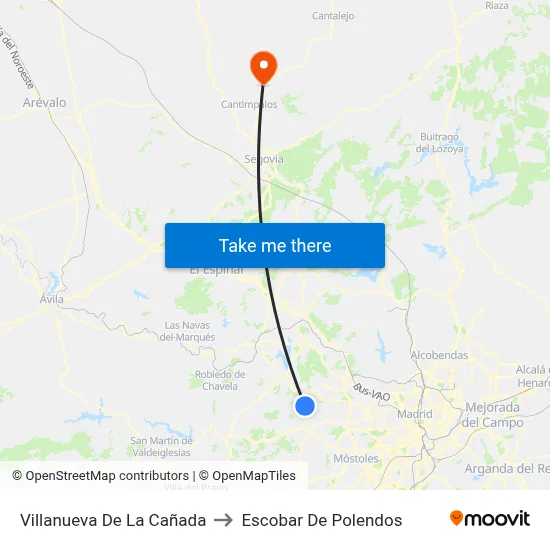 Villanueva De La Cañada to Escobar De Polendos map