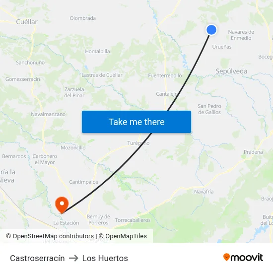 Castroserracín to Los Huertos map