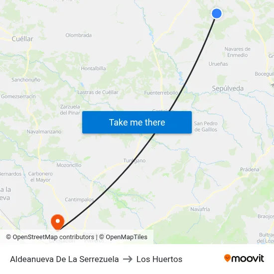 Aldeanueva De La Serrezuela to Los Huertos map