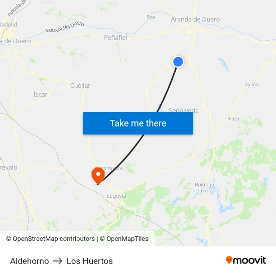 Aldehorno to Los Huertos map