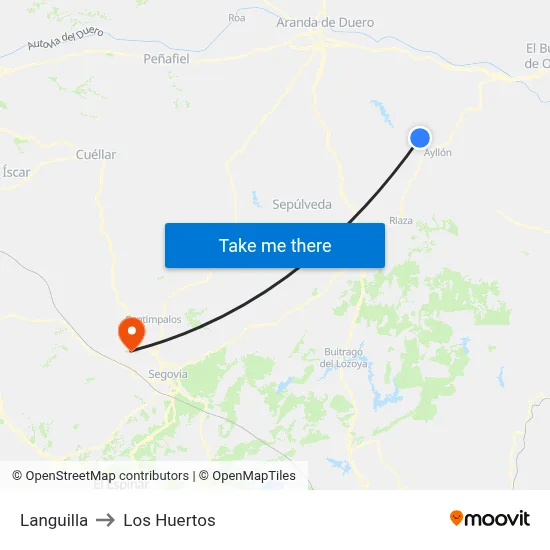 Languilla to Los Huertos map