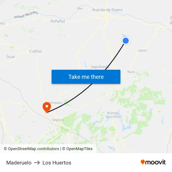 Maderuelo to Los Huertos map