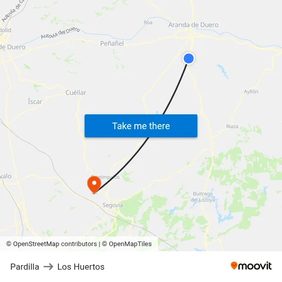 Pardilla to Los Huertos map