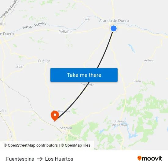 Fuentespina to Los Huertos map