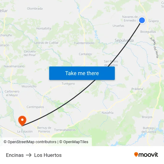 Encinas to Los Huertos map