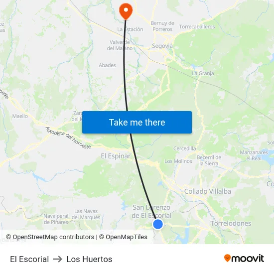 El Escorial to Los Huertos map