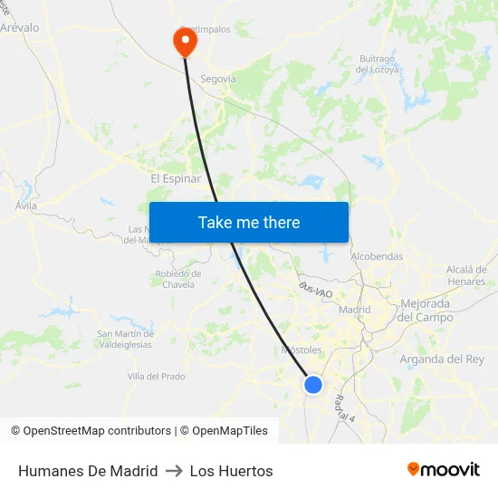 Humanes De Madrid to Los Huertos map