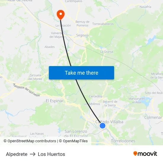Alpedrete to Los Huertos map