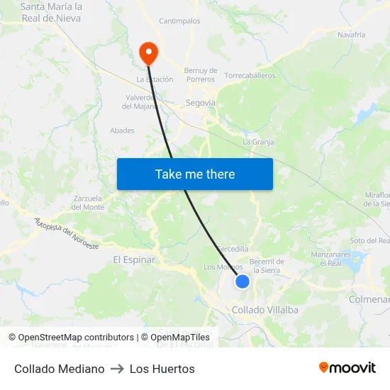 Collado Mediano to Los Huertos map