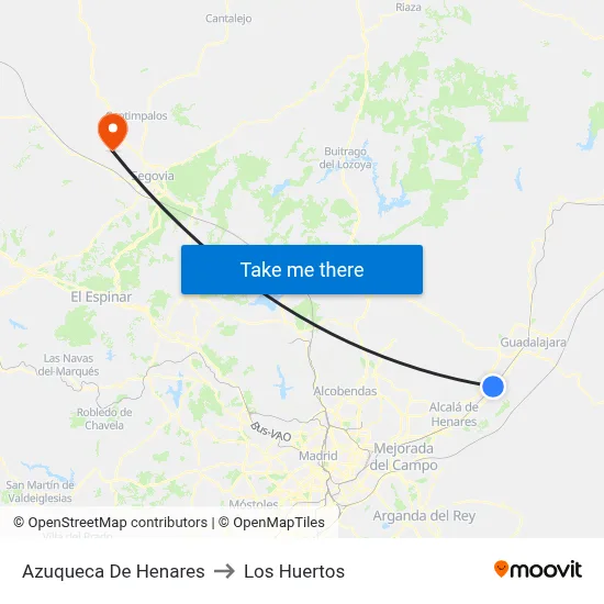 Azuqueca De Henares to Los Huertos map