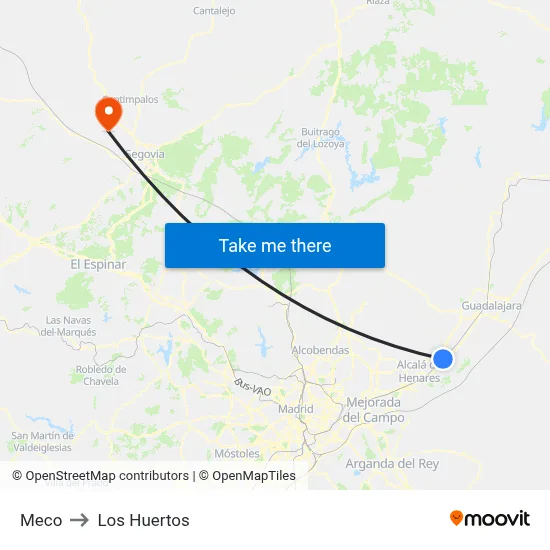 Meco to Los Huertos map