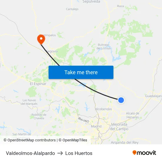Valdeolmos-Alalpardo to Los Huertos map