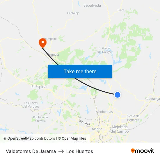 Valdetorres De Jarama to Los Huertos map