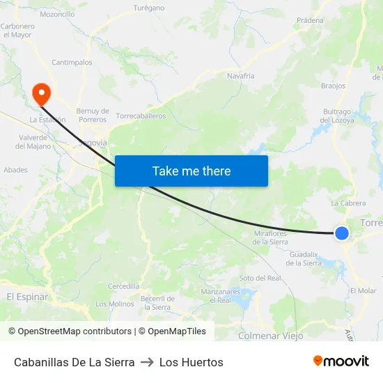 Cabanillas De La Sierra to Los Huertos map