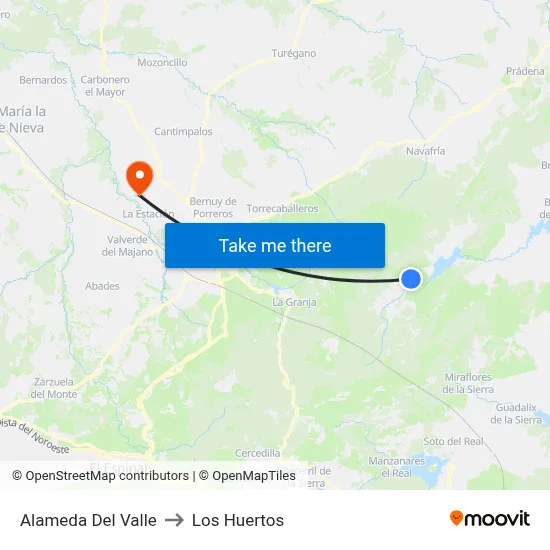 Alameda Del Valle to Los Huertos map