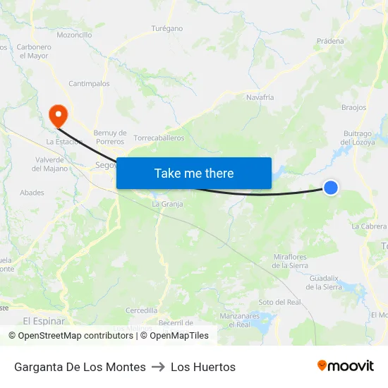 Garganta De Los Montes to Los Huertos map