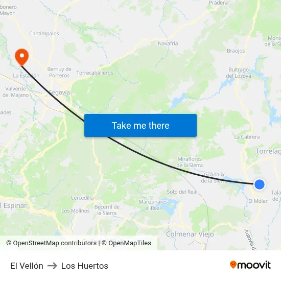El Vellón to Los Huertos map