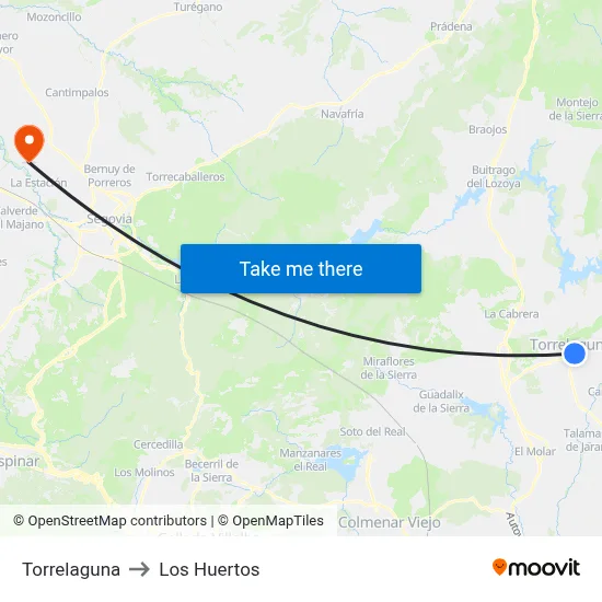 Torrelaguna to Los Huertos map