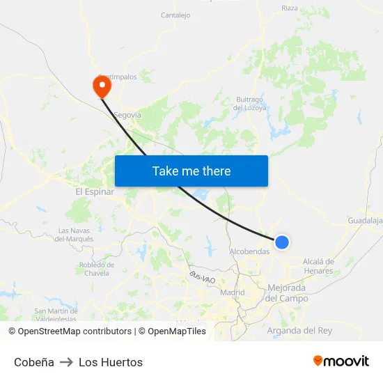 Cobeña to Los Huertos map