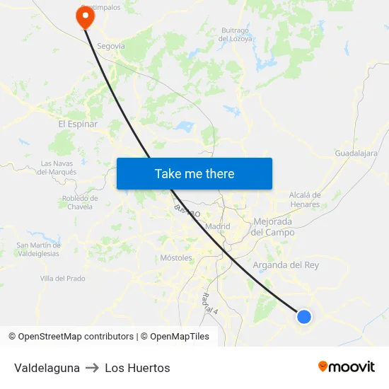 Valdelaguna to Los Huertos map