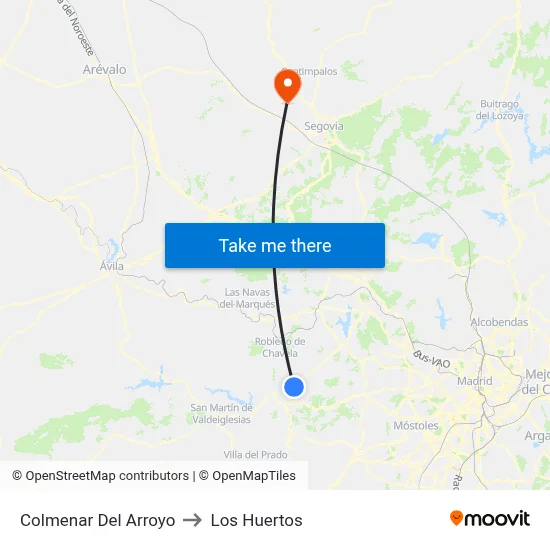 Colmenar Del Arroyo to Los Huertos map