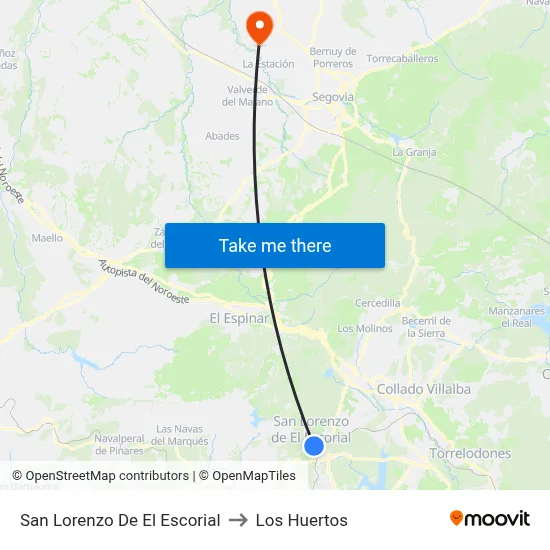 San Lorenzo De El Escorial to Los Huertos map