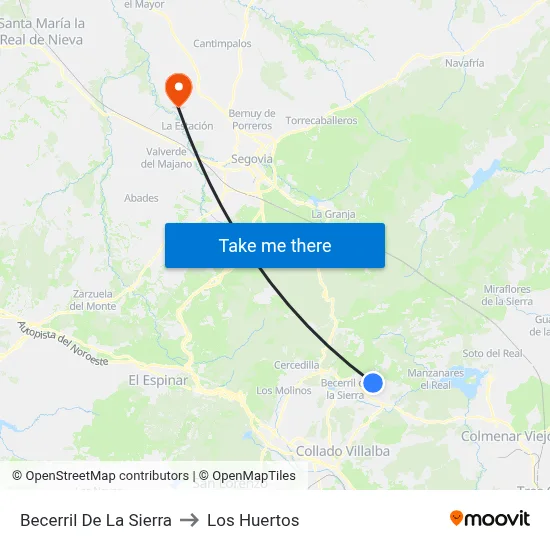 Becerril De La Sierra to Los Huertos map