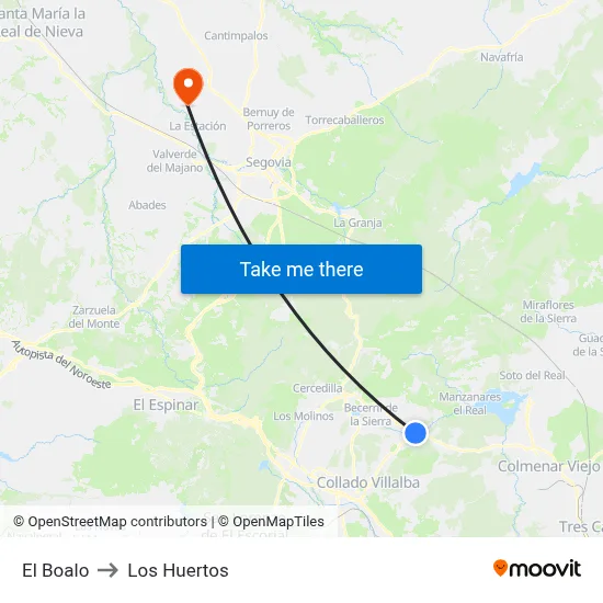 El Boalo to Los Huertos map