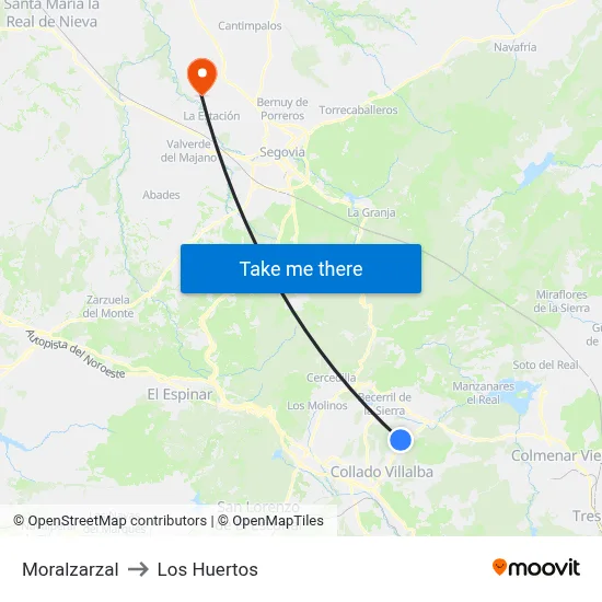 Moralzarzal to Los Huertos map