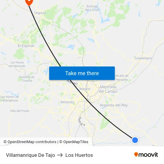 Villamanrique De Tajo to Los Huertos map