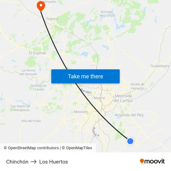 Chinchón to Los Huertos map