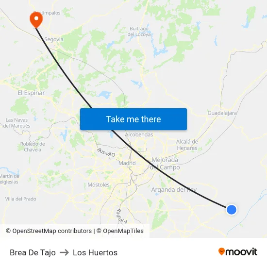 Brea De Tajo to Los Huertos map