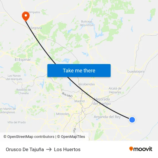 Orusco De Tajuña to Los Huertos map
