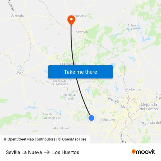 Sevilla La Nueva to Los Huertos map