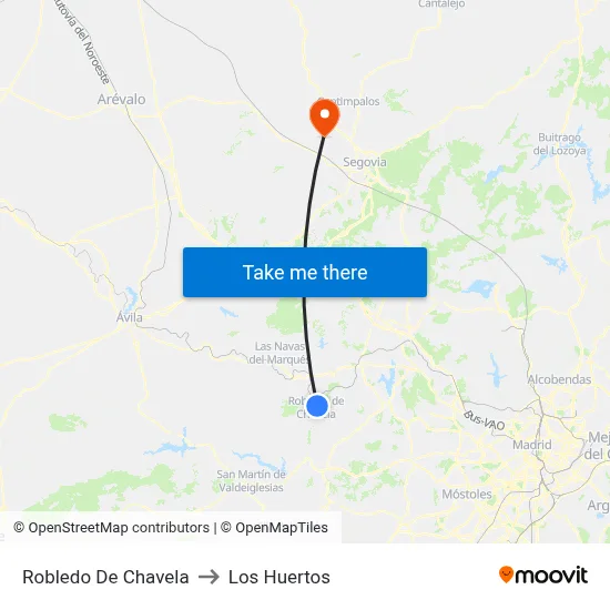 Robledo De Chavela to Los Huertos map