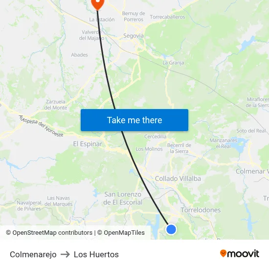 Colmenarejo to Los Huertos map