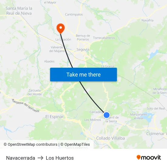 Navacerrada to Los Huertos map