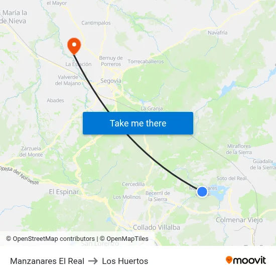 Manzanares El Real to Los Huertos map
