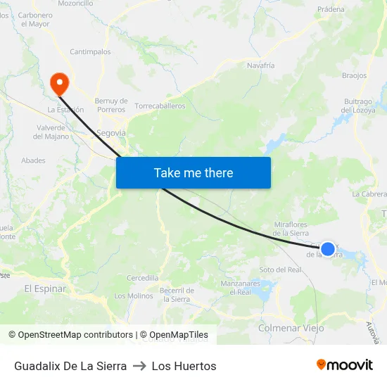 Guadalix De La Sierra to Los Huertos map