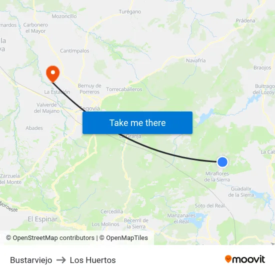 Bustarviejo to Los Huertos map