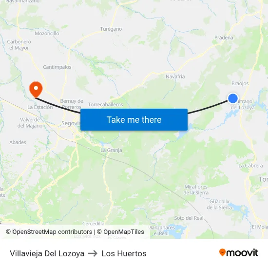 Villavieja Del Lozoya to Los Huertos map