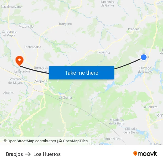 Braojos to Los Huertos map