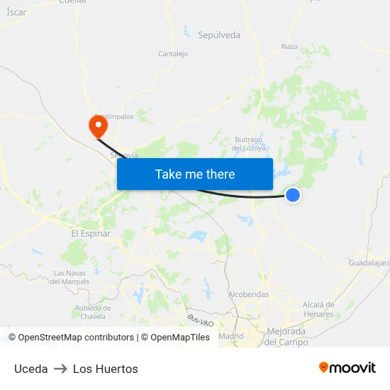 Uceda to Los Huertos map