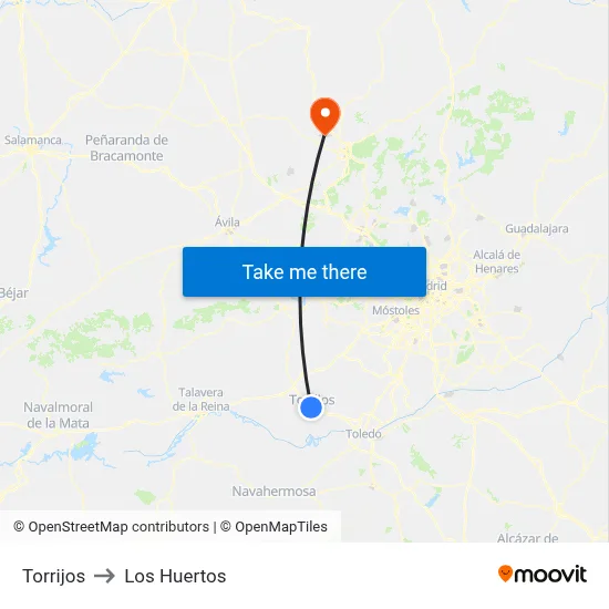 Torrijos to Los Huertos map